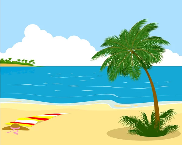 Costa do mar com palmeira — Vetor de Stock