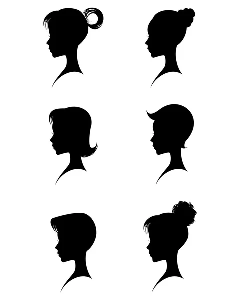 Silhouette testa ragazze — Vettoriale Stock