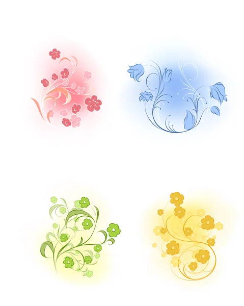 Ensemble de quatre fleurs — Image vectorielle