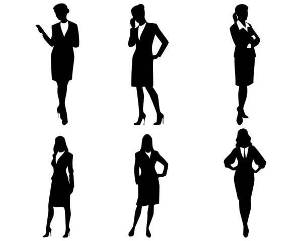 Cuatro siluetas de mujer de negocios — Vector de stock