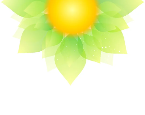 Flor en verde y amarillo — Vector de stock