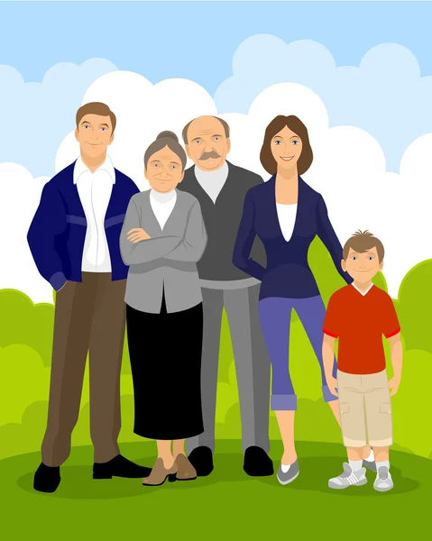 Family on lawn — Stock Vector