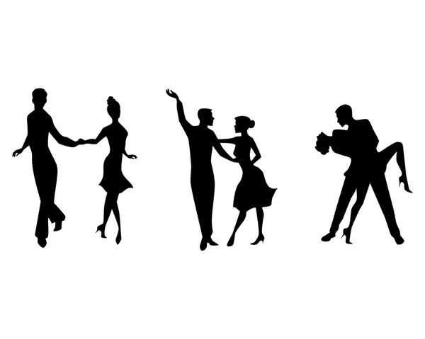 Три пары танцуют — стоковый вектор