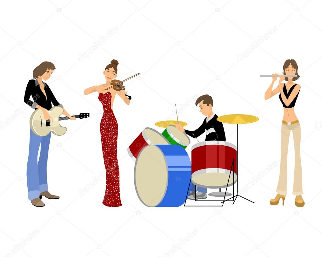 Four teenagers musicians