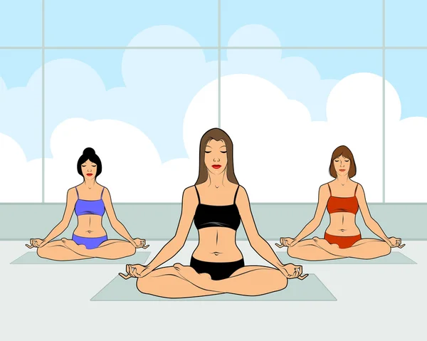 Dziewczyny ćwiczące jogę — Wektor stockowy