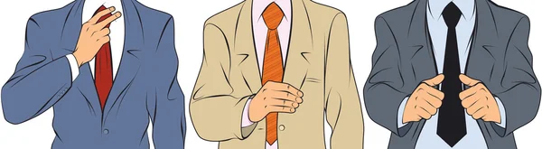 Businessman straightens jacket — Stockvector