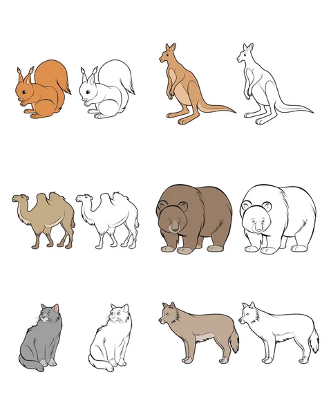 Set de seis animales — Vector de stock