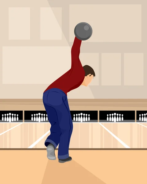 Boulderer beim Bowling — Stockvektor