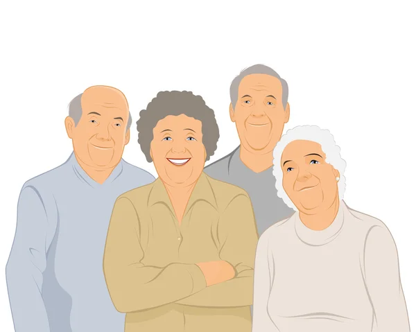 Four elderly people — Stock Vector