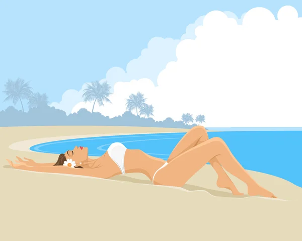 Girl on the beach — Stock Vector