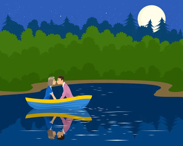 Couple dans le bateau — Image vectorielle