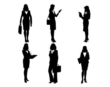 Altı iş kadınları siluetleri