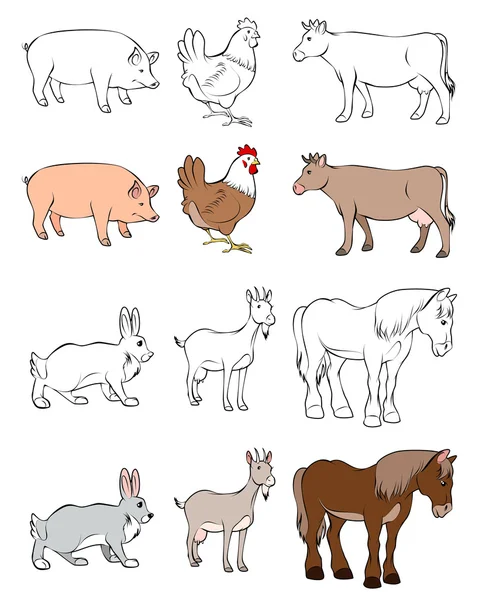 Set de seis animales — Vector de stock