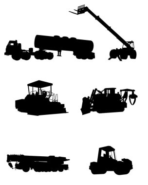 İnşaat makineleri siluetleri