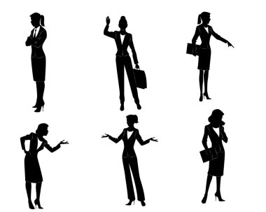 Altı iş kadınları siluetleri