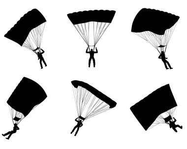 Altı paraşütçüler siluetleri