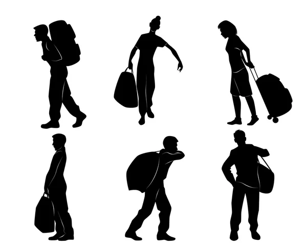 Touristen mit Gepäck — Stockvektor