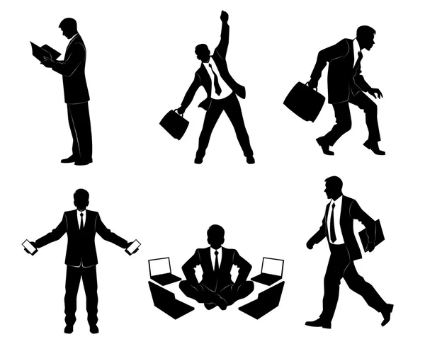 Six businessman silhouettes — Stock Vector
