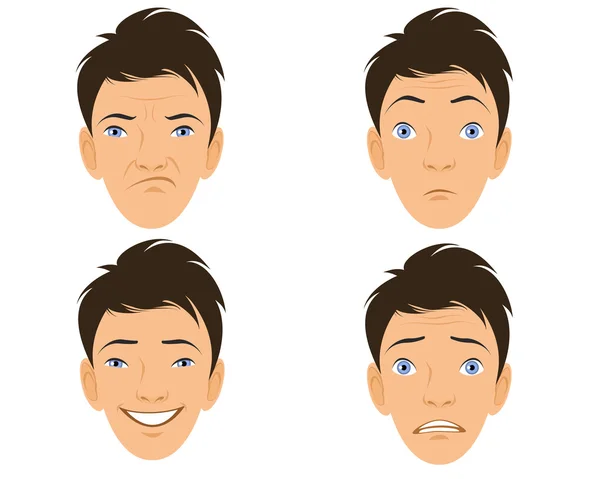 Dört insan yüzlerini — Stok Vektör