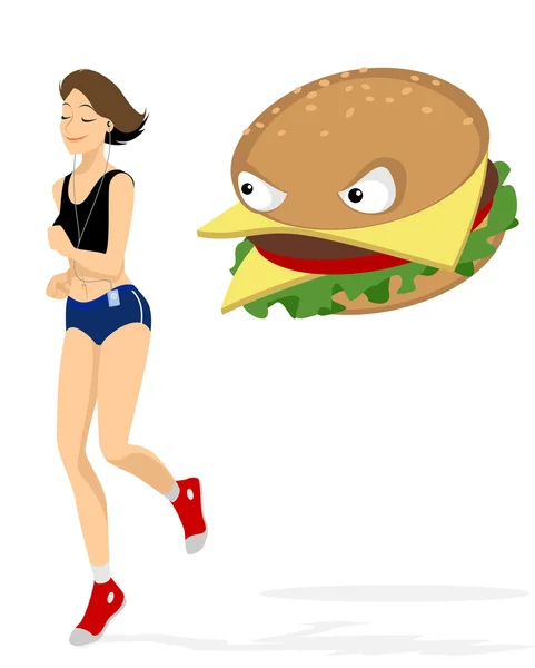 Chica joven corriendo — Vector de stock