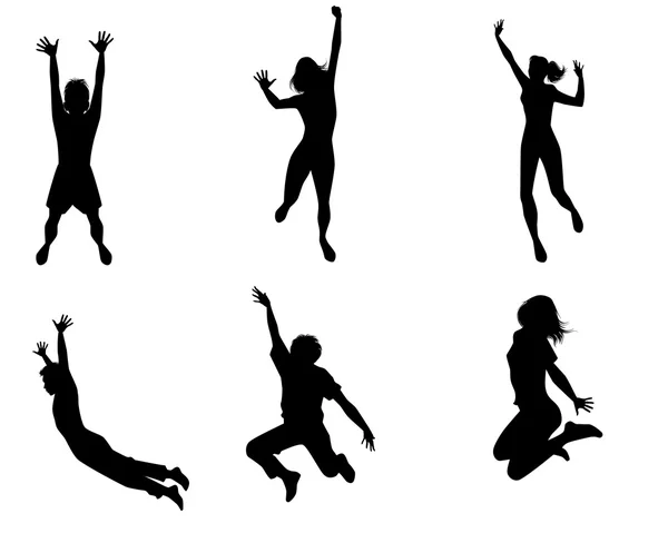 Six jumping teenagers — Stock Vector