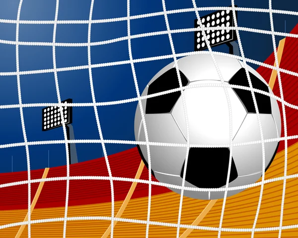 Bola de futebol em gol — Vetor de Stock