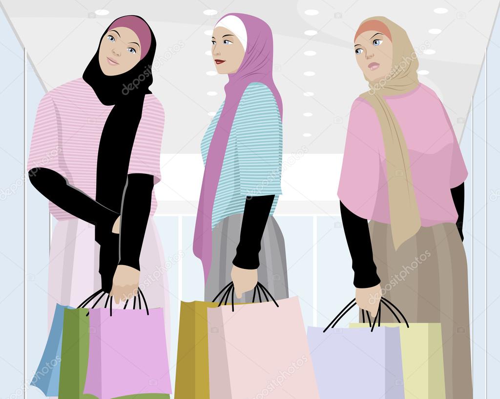 Muslim girls shopping