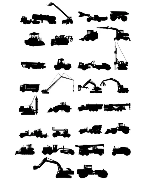 Siluetas de maquinaria de construcción — Vector de stock