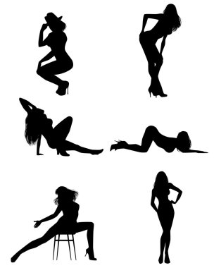 altı kız silhouettes