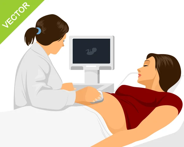 Grávida fazendo ultrassonografia — Vetor de Stock