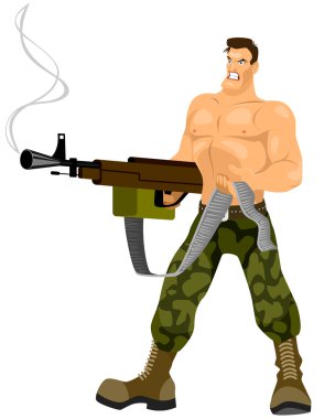 Commando with machine gun clipart