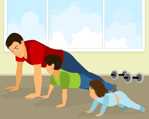 Aile egzersizleri yapıyor