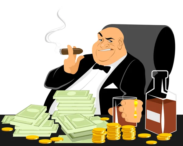 Rich man smoking — Stock Vector