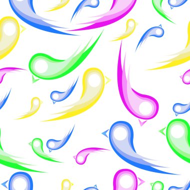 Beyaz bir arka plan üzerinde renkli kuşlar