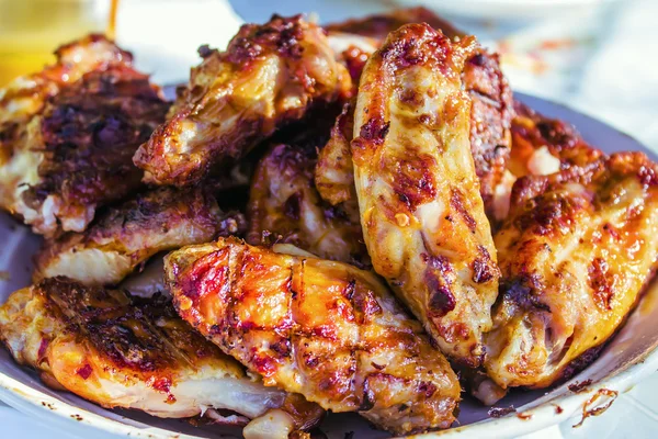 Chef grilling lamb ribs on flame — Stock Photo, Image