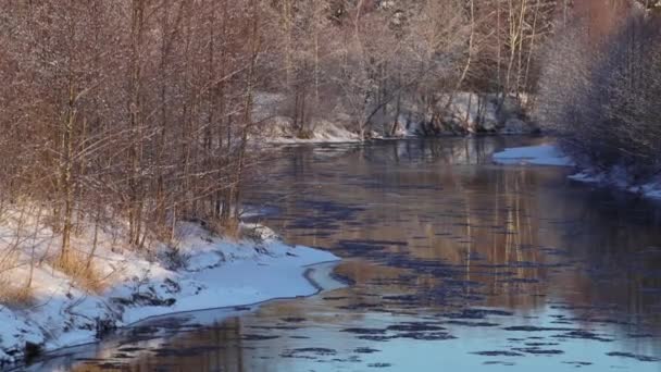 Buz Akıntısı Sırasında Nehir Rusya Bahar — Stok video