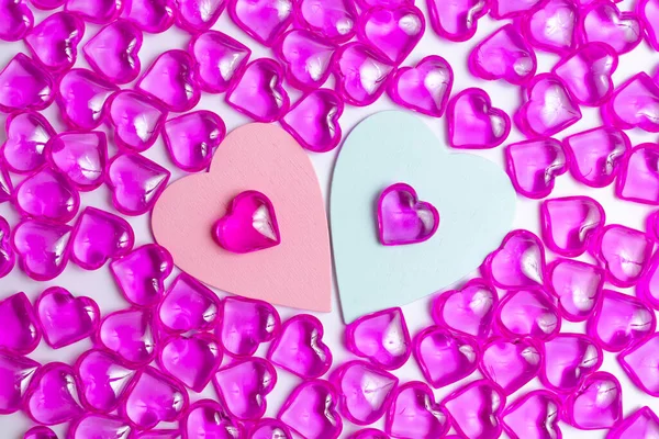 Pink hearts with white background. Valentines Day. — Stock Photo, Image