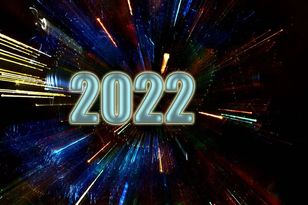 Happy new year 2022 with abstract fireworks background. Celebration New Year 2022.