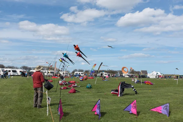 Blyth, Northumberland, İngiltere: 04 Mayıs 2015. Exhibtors, ziyaret edenler ve uçurtma Blyth Uçurtma Festivali 2015