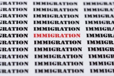 Text typed word Immigration clipart