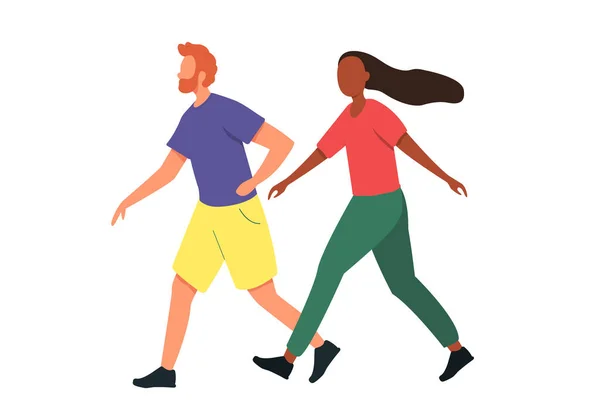 Běžící Muž Žena Jogging Couple Krásný Pár Běžící Spolu Muž Royalty Free Stock Ilustrace