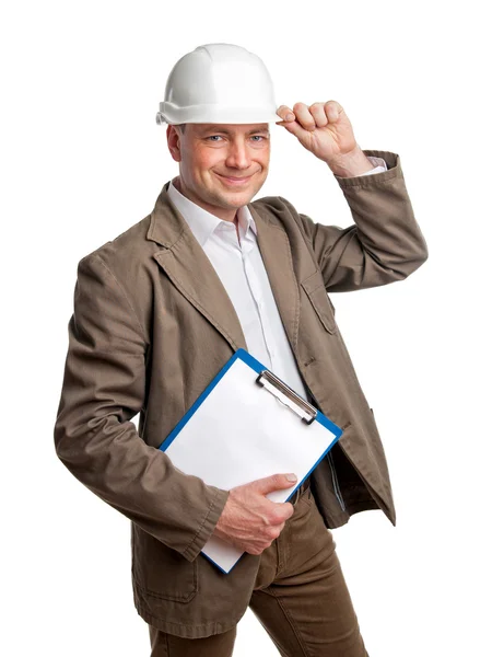 Инженер-строитель с папкой — стоковое фото