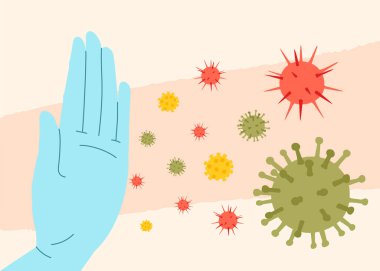Koronavirüse, bakterilere, mantarlara ve enfeksiyonlara dur de. Corona virüsünün el hareketlerini durduran temsilcisi. Salgın ve korona virüsü salgını.