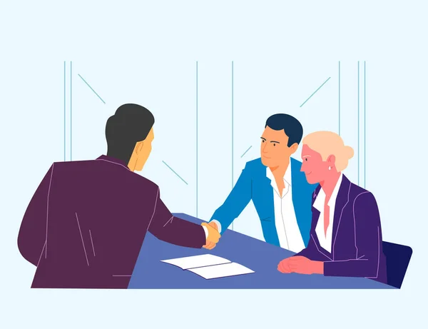 Business Partnership Agreement Teamwork Concept Happy Team Approve Transaction Flat — Stock Vector