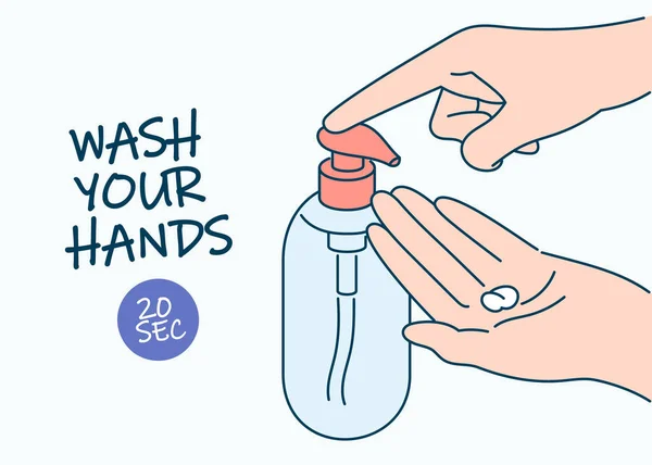 Hygiene Disinfection Coronavirus Protection Concept Hand Washing Hygiene Soap Preventive — 스톡 벡터