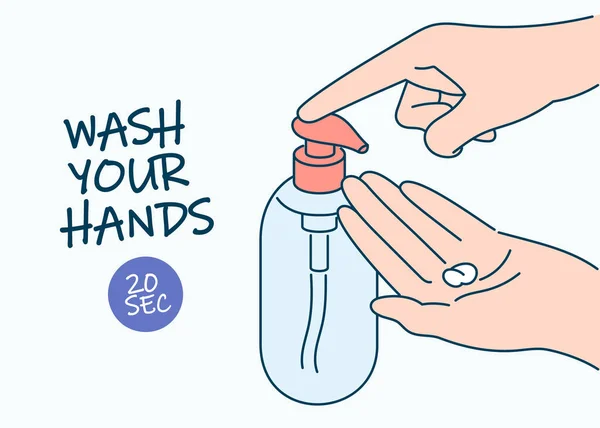 Hygiene Disinfection Coronavirus Protection Concept Hand Washing Hygiene Soap Preventive — Stockvektor
