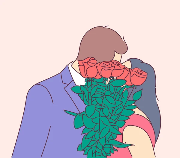 Liebe Dating Romantik Beziehung Zweisamkeit Paarkonzept Das Paar Küsst Und — Stockvektor