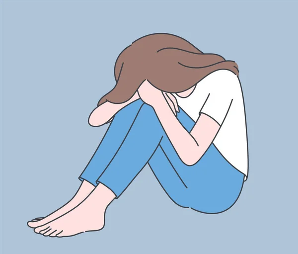 Despair Frustration Depression Young Depressed Upset Desperate Woman Cartoon Character — Stock Vector