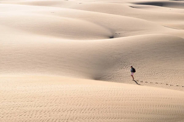 Landscape photo of person walking in desert