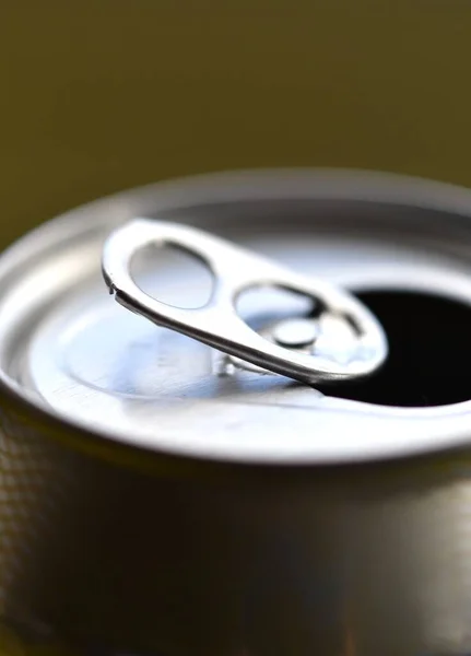 Closeup Macro Open Soda Can Tin — Φωτογραφία Αρχείου